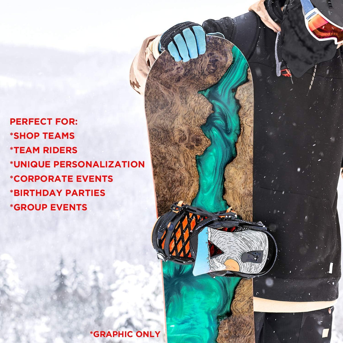 Aqua Resin Wood Snowboard Wrap Sticker Skin Cover J8580