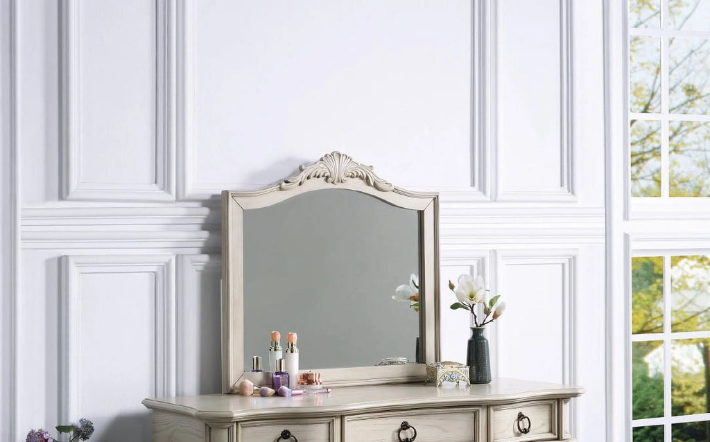 Antique White Vanity Set with Stool and Mirror H251