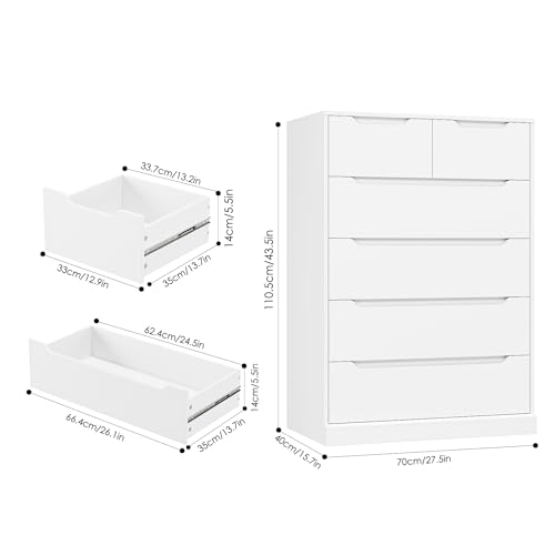 White 6 Drawer Wood Dresser E42022