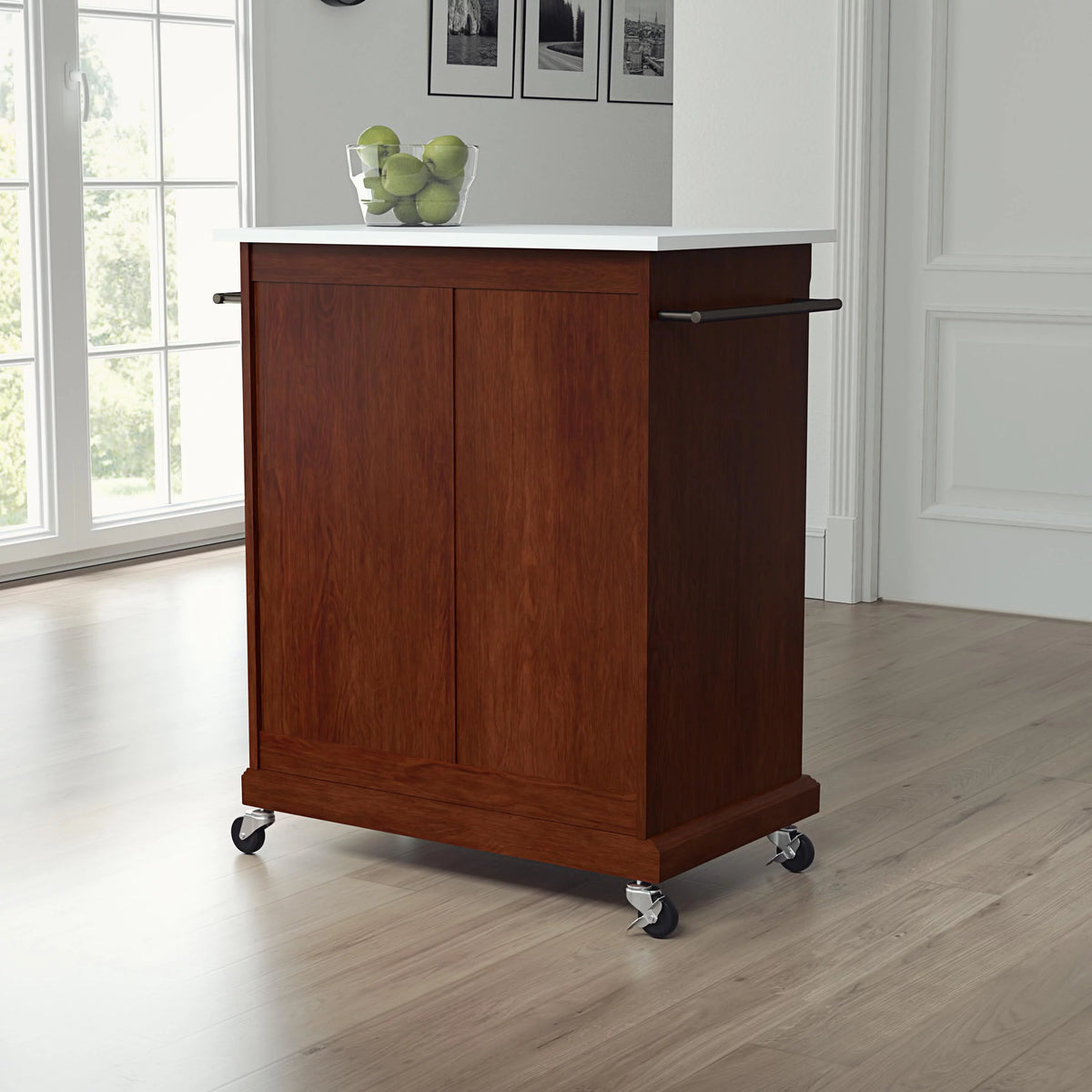 Wood Kitchen Cart with Granite Top D69706