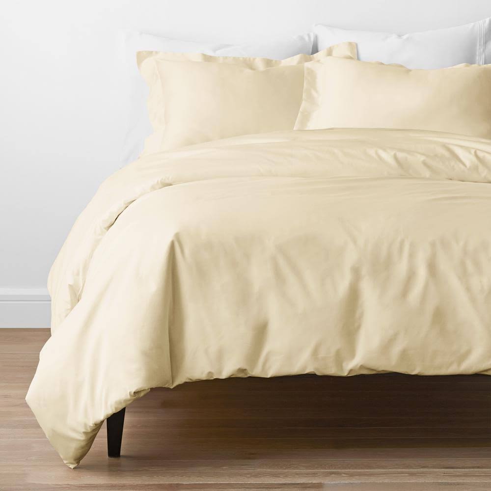 Pale Yellow Solid Twin Egyptian Cotton Sateen Duvet Cover N2427