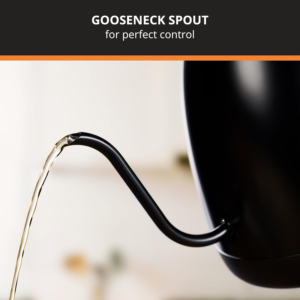 Black Stainless Steel Gooseneck Electric Kettle 1 Liter R65114