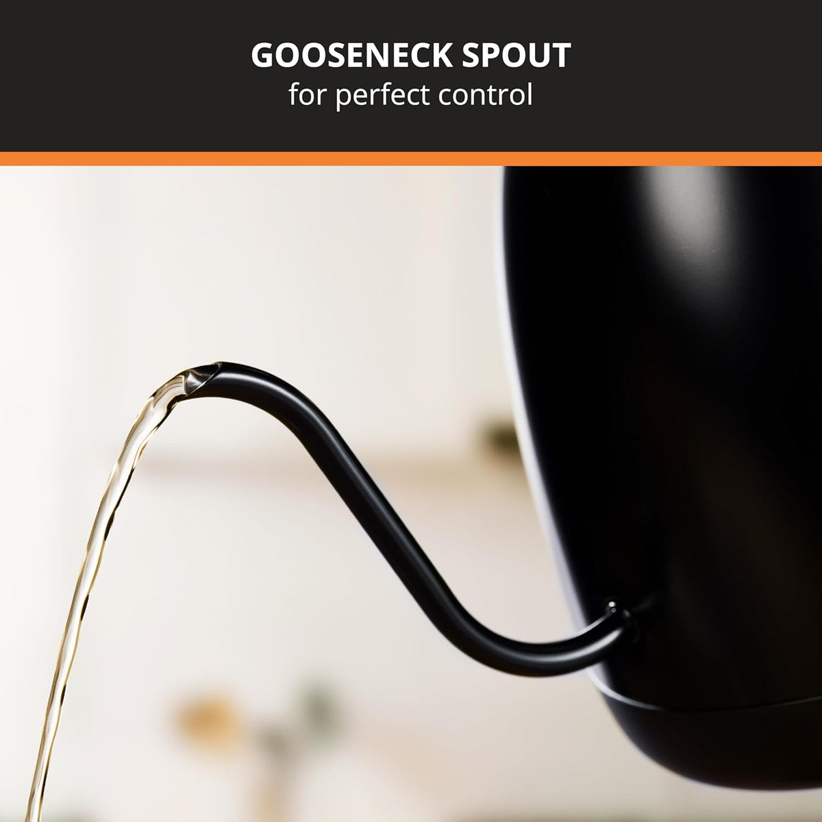 Black Stainless Steel Gooseneck Electric Kettle 1 Liter R65114