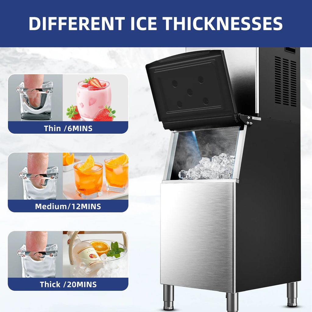 Commercial Ice Maker Machine, Stainless Steel Clear Ice Cube Maker V1175