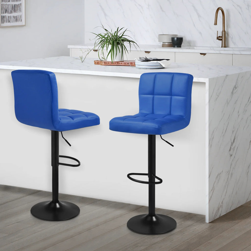 Set of 4 Blue Faux Leather Swivel Bar Stools P34577