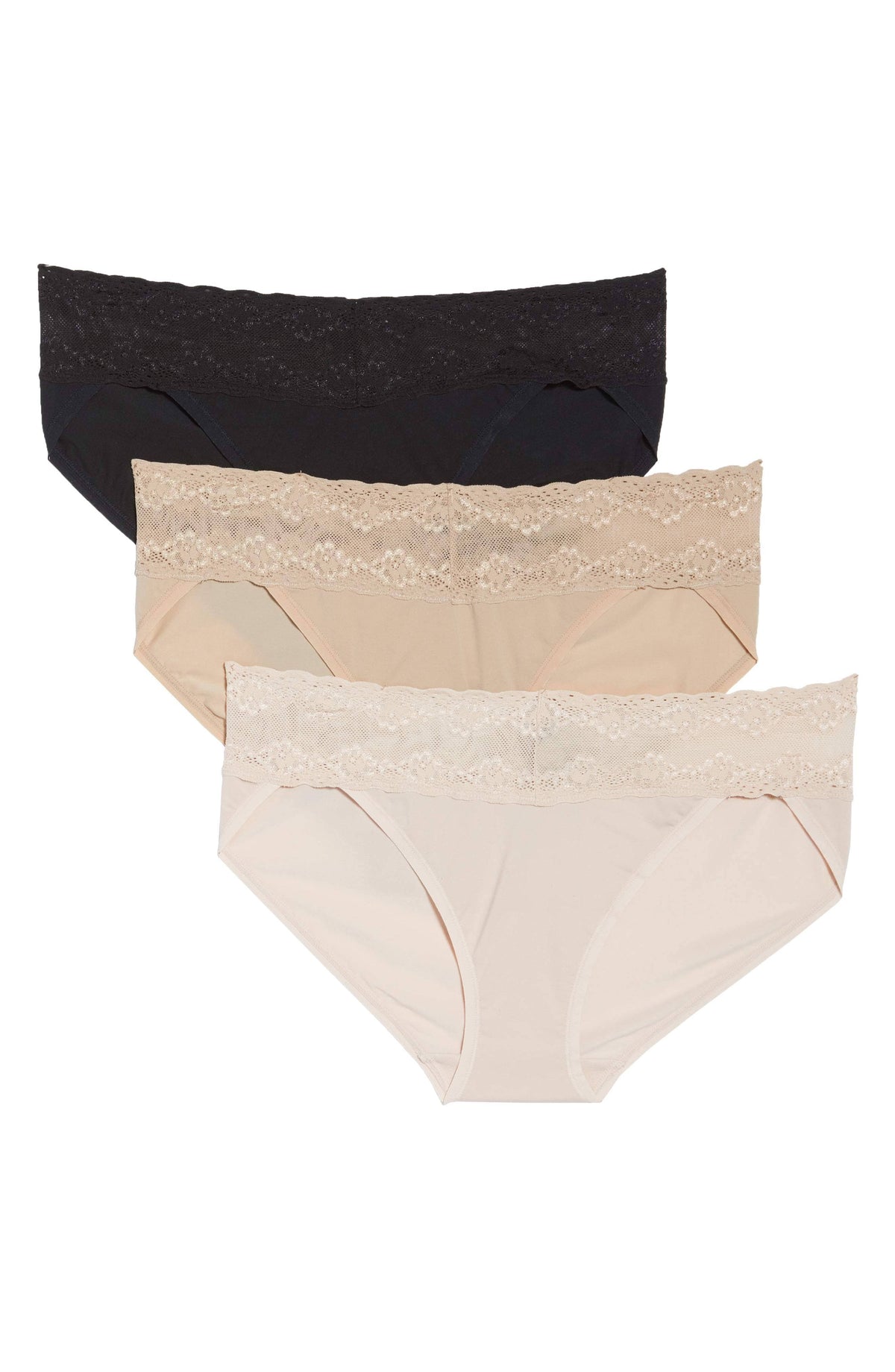 3 Pack V-kini Panty, Cameo Rose/Black/Cafe Y5295