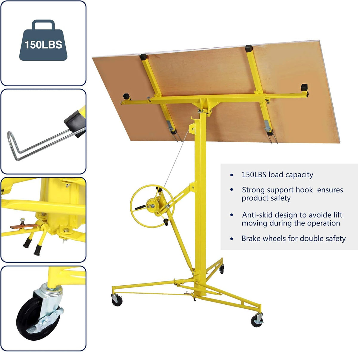 Drywall Lift Rolling Panel Hoist Jack Lifter 16FT A55371