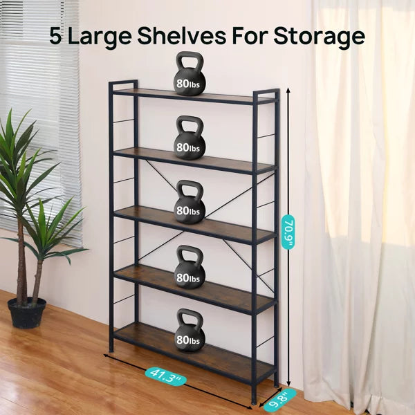 5-Shelf Freestanding Bookshelf with Steel Frame W3290