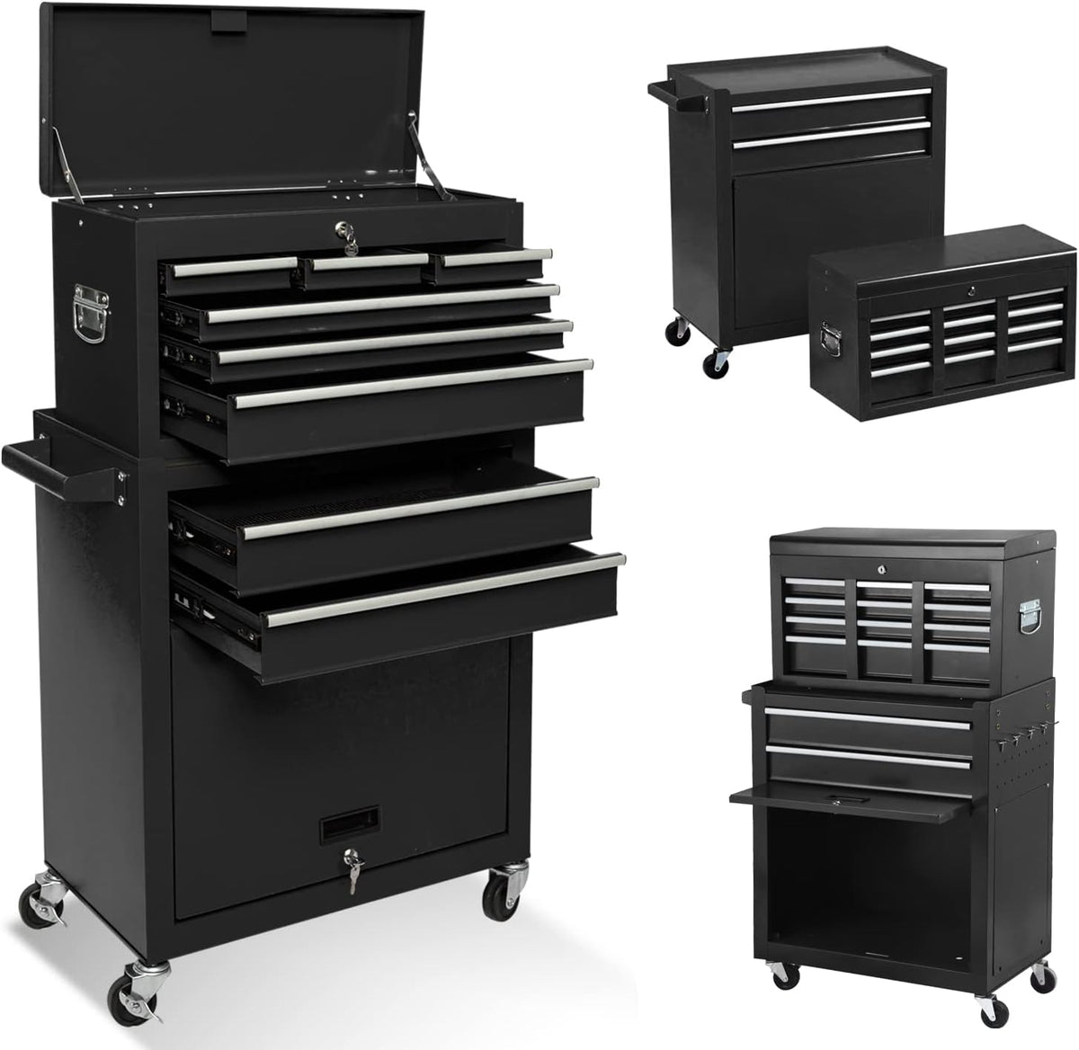 8 Drawer Rolling Tool Chest Storage Cabinet with Wheels V7005