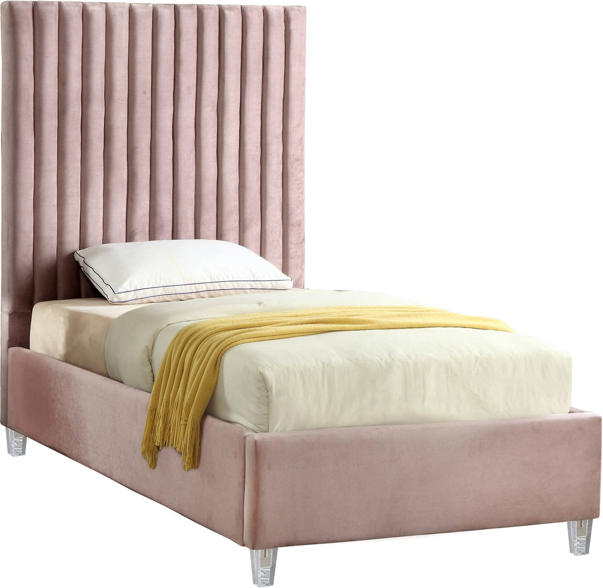 Pink Velvet Twin Bed C51743
