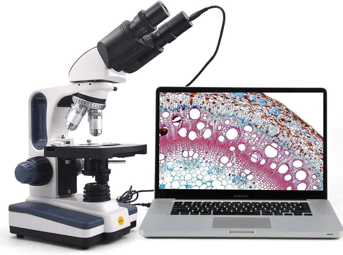 Compound Microscope SW350B, 40X-2500X Magnification, Two-Layer Mechanical Stage W109514