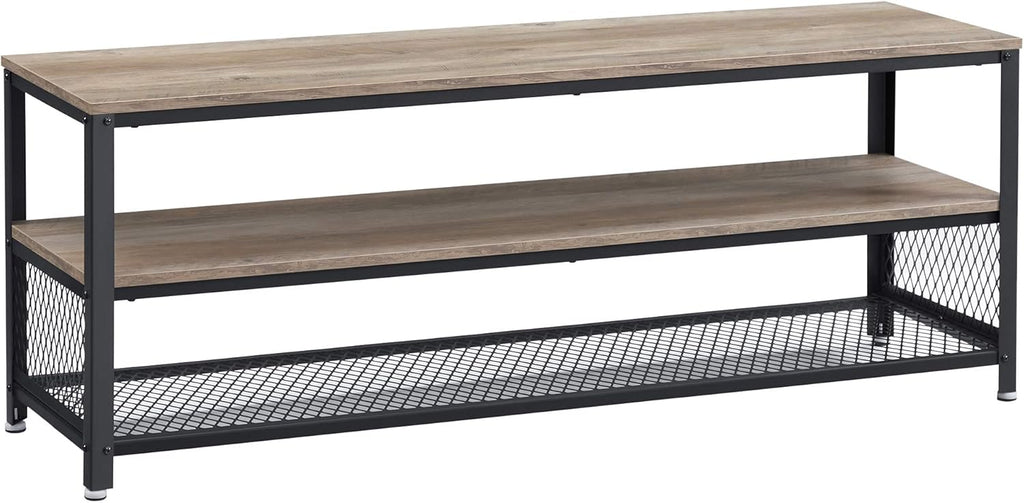 Greige and Black TV Stand with Metal Frame Q63876