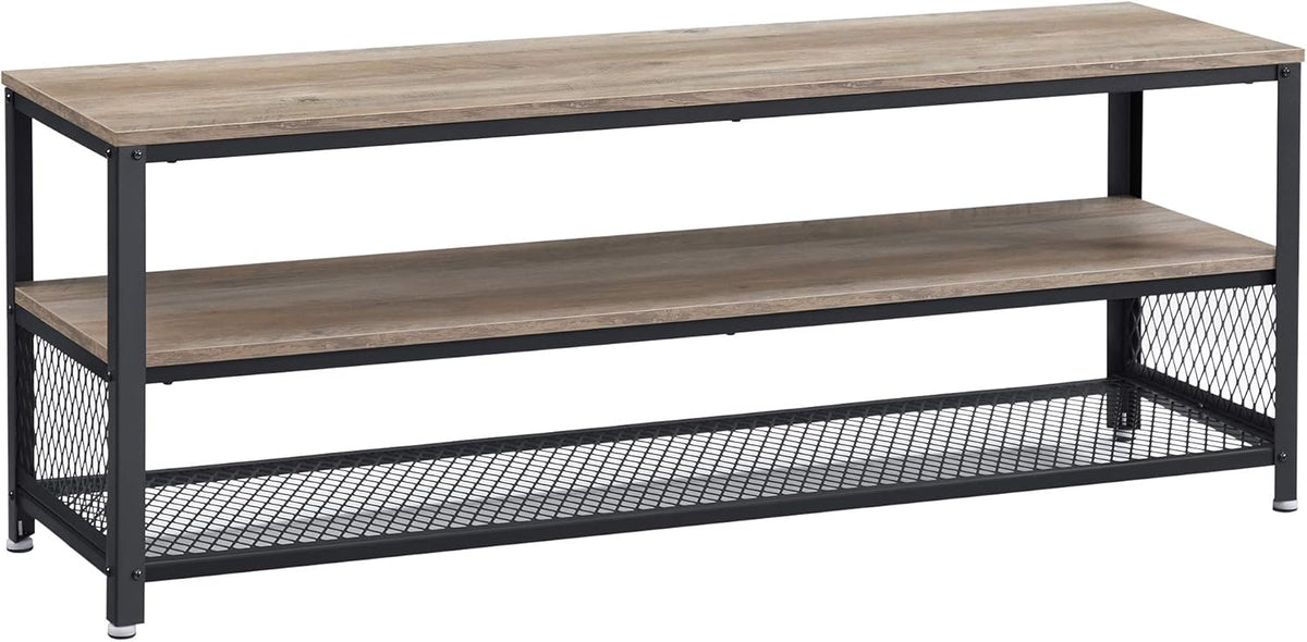 Greige and Black TV Stand with Metal Frame Q63876