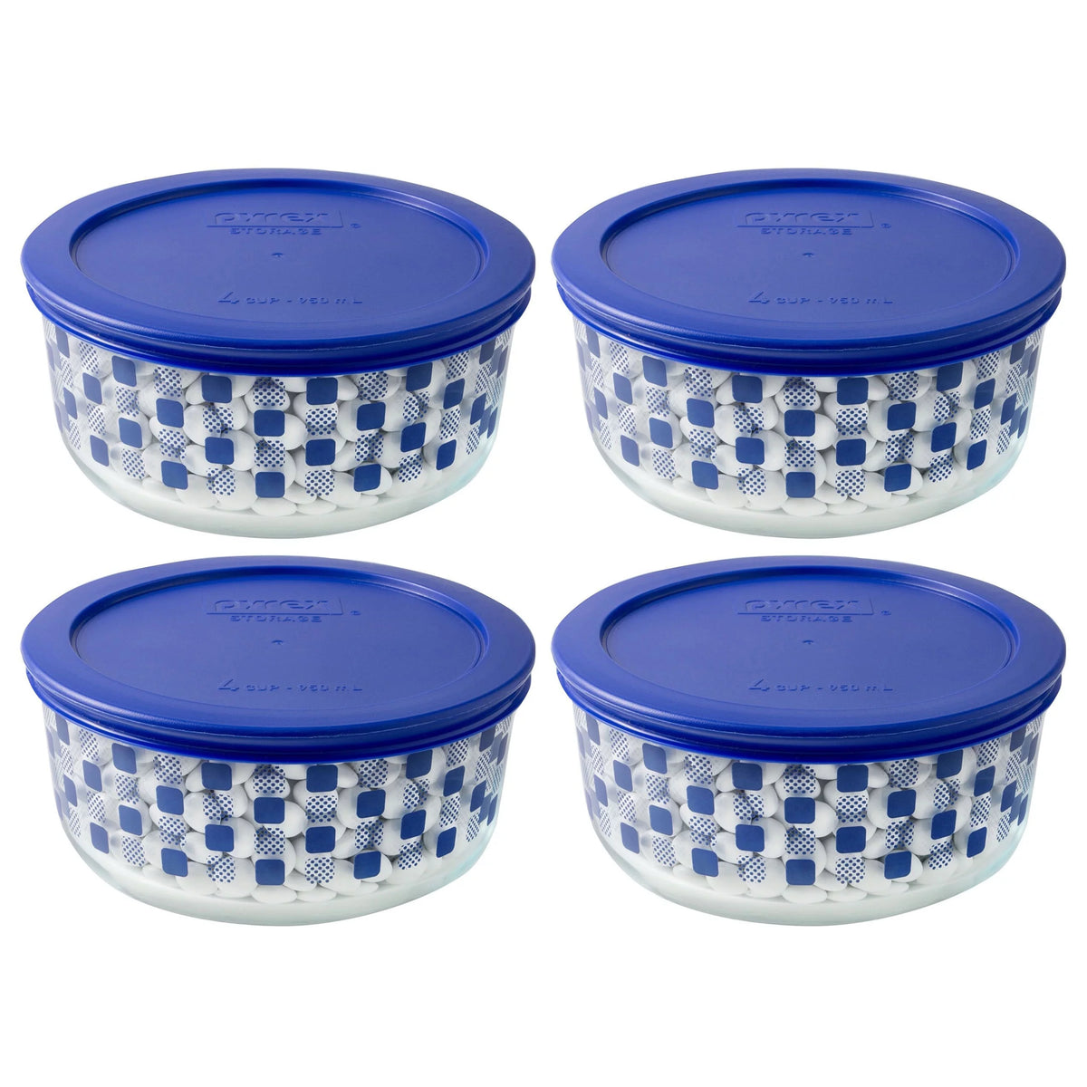 Cadet Blue 4-Cup Square with Lid 4-Pack S825