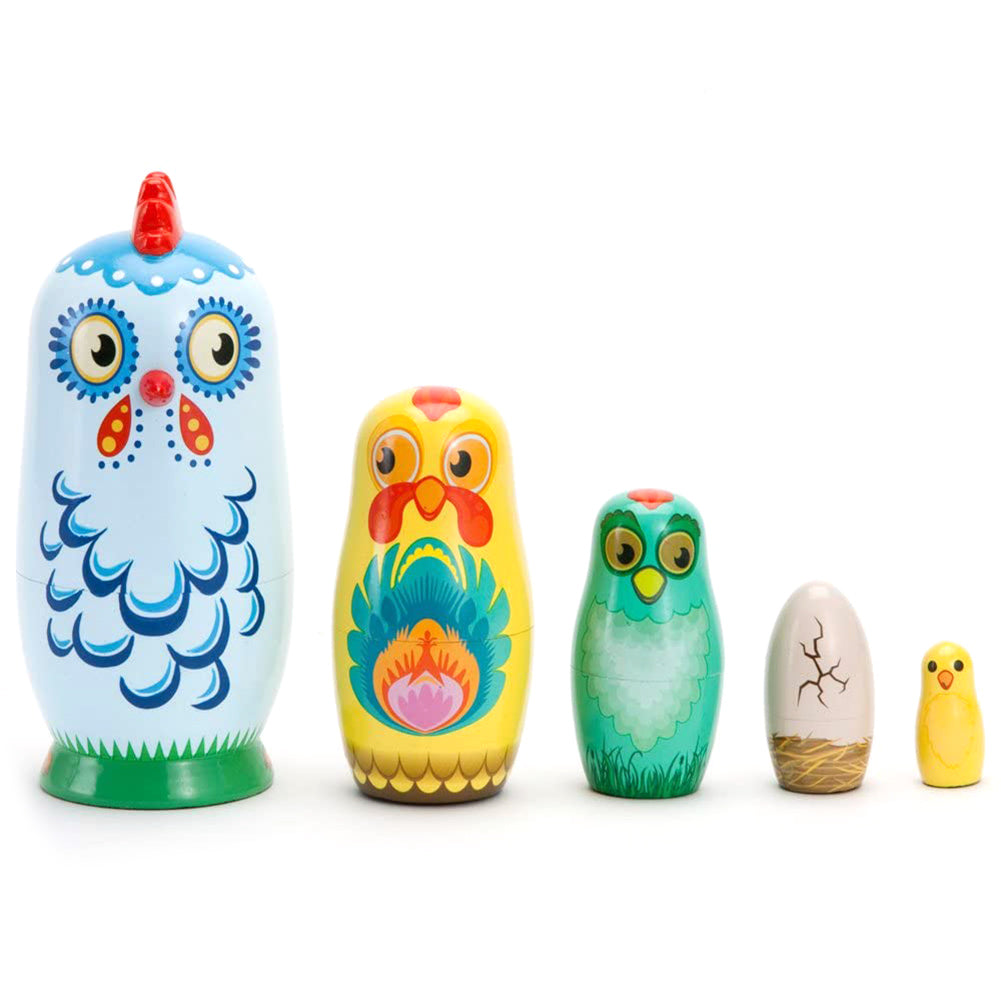 5Pcs/Set Russian Animal Chicken Nesting Dolls Matryoshka Kids Toy A14095