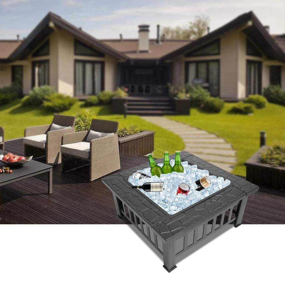 32" Outdoor Metal Square Fire Pit F652