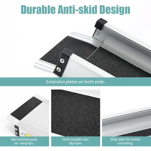 6FT Telescoping Aluminum Wheelchair Ramp with Storage Bag 600lbs Capacity (2 Pack) V14744