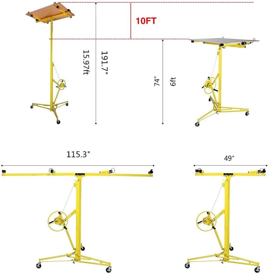 Drywall Lift Rolling Panel Hoist Jack Lifter 16FT A55371