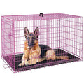 Large Foldable Metal Wire Dog Crate with Double-Door Tray B3626