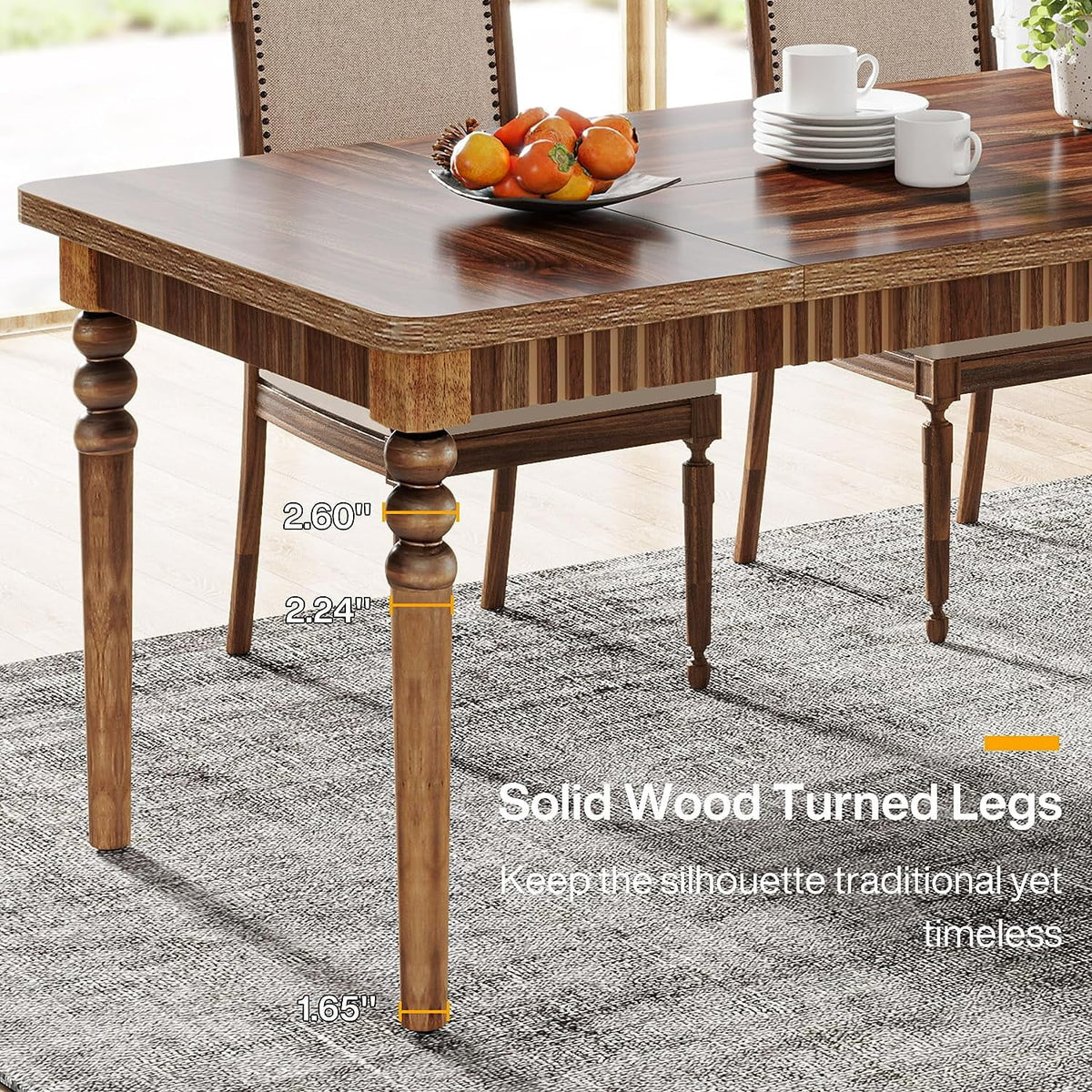 63-inch Farmhouse Dining Table with Solid Wood Turned Legs R701530
