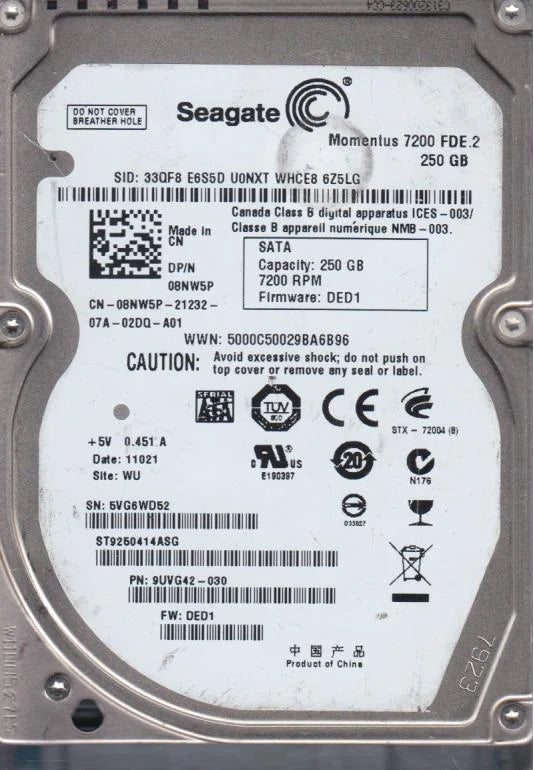 250GB SATA 2.5 Hard Drive J4922