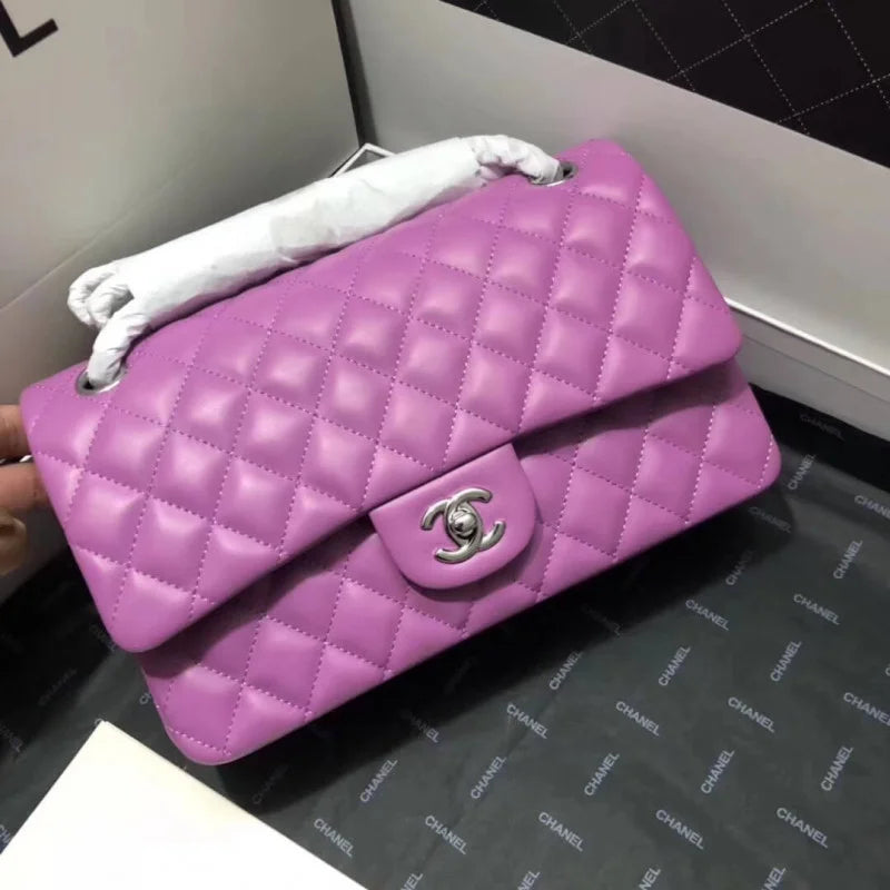Purple Medium Size Lambskin Leather Flap Bag N959927