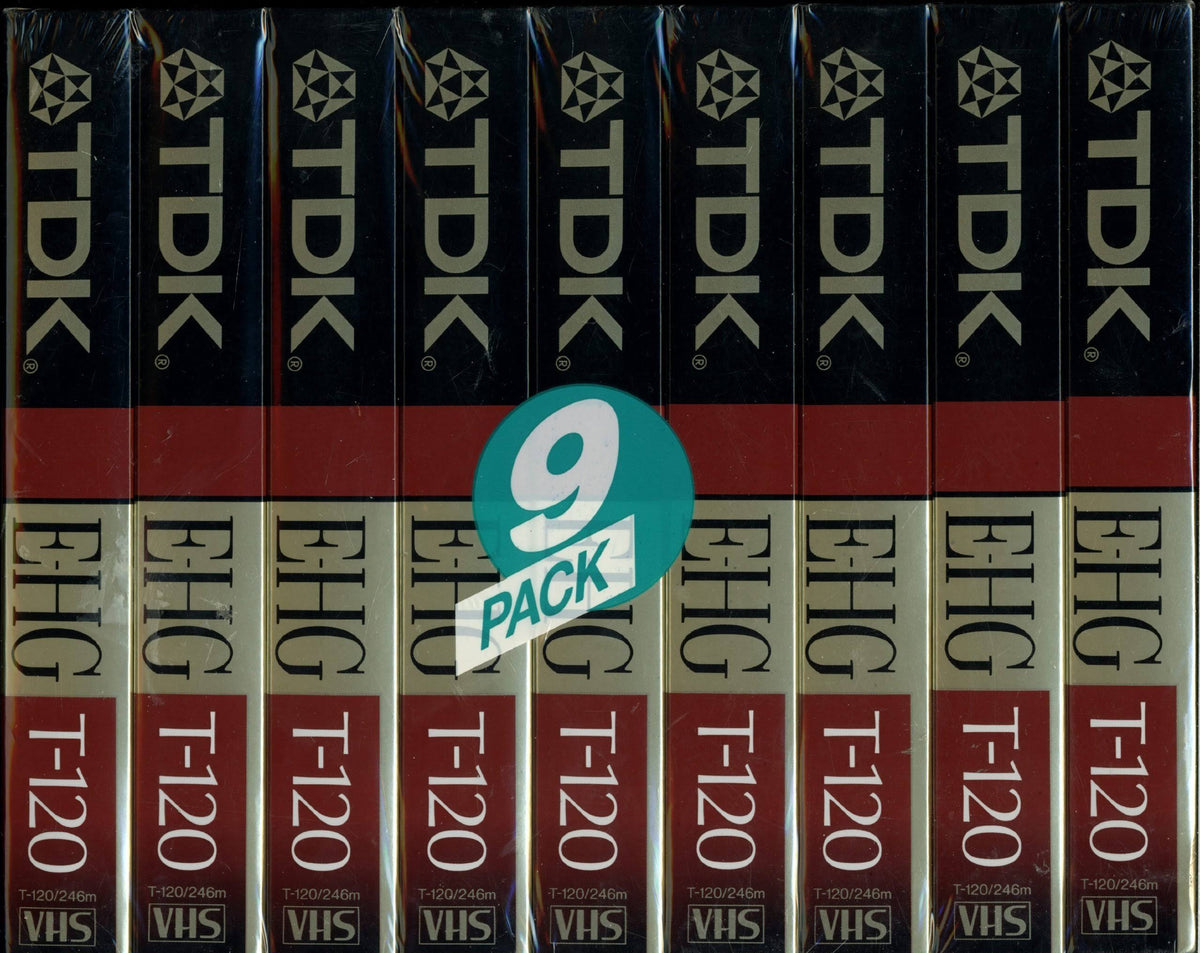 T-120 Blank VHS Tapes 9 Pack H5798