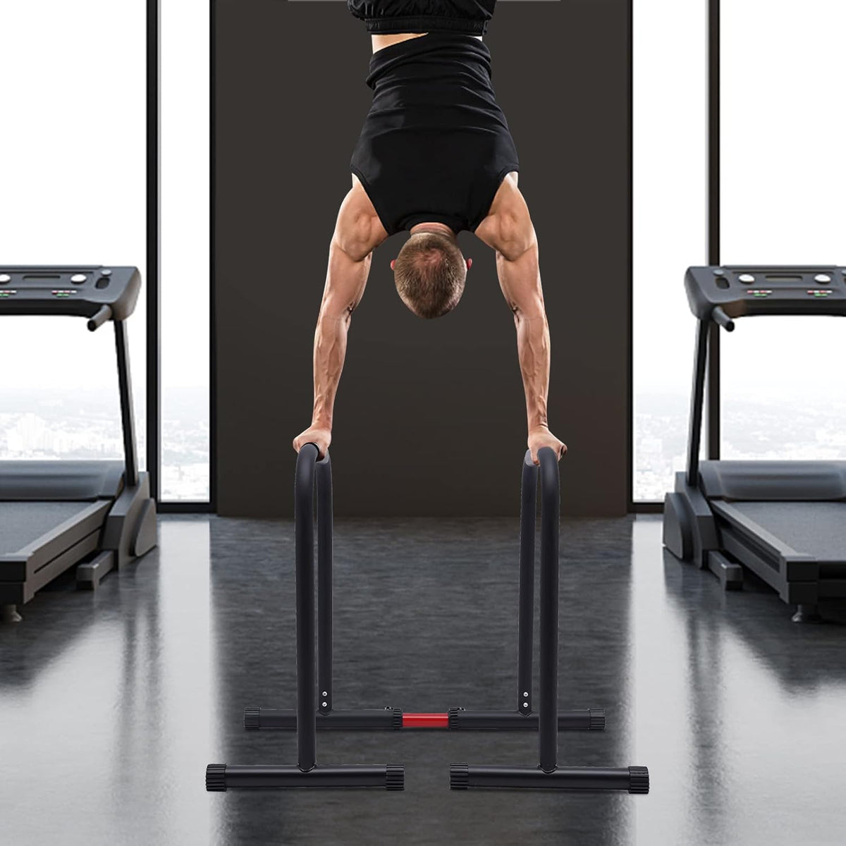 Black Heavy Duty Adjustable Dip Bar, 440 LBS Loading Capacity X966