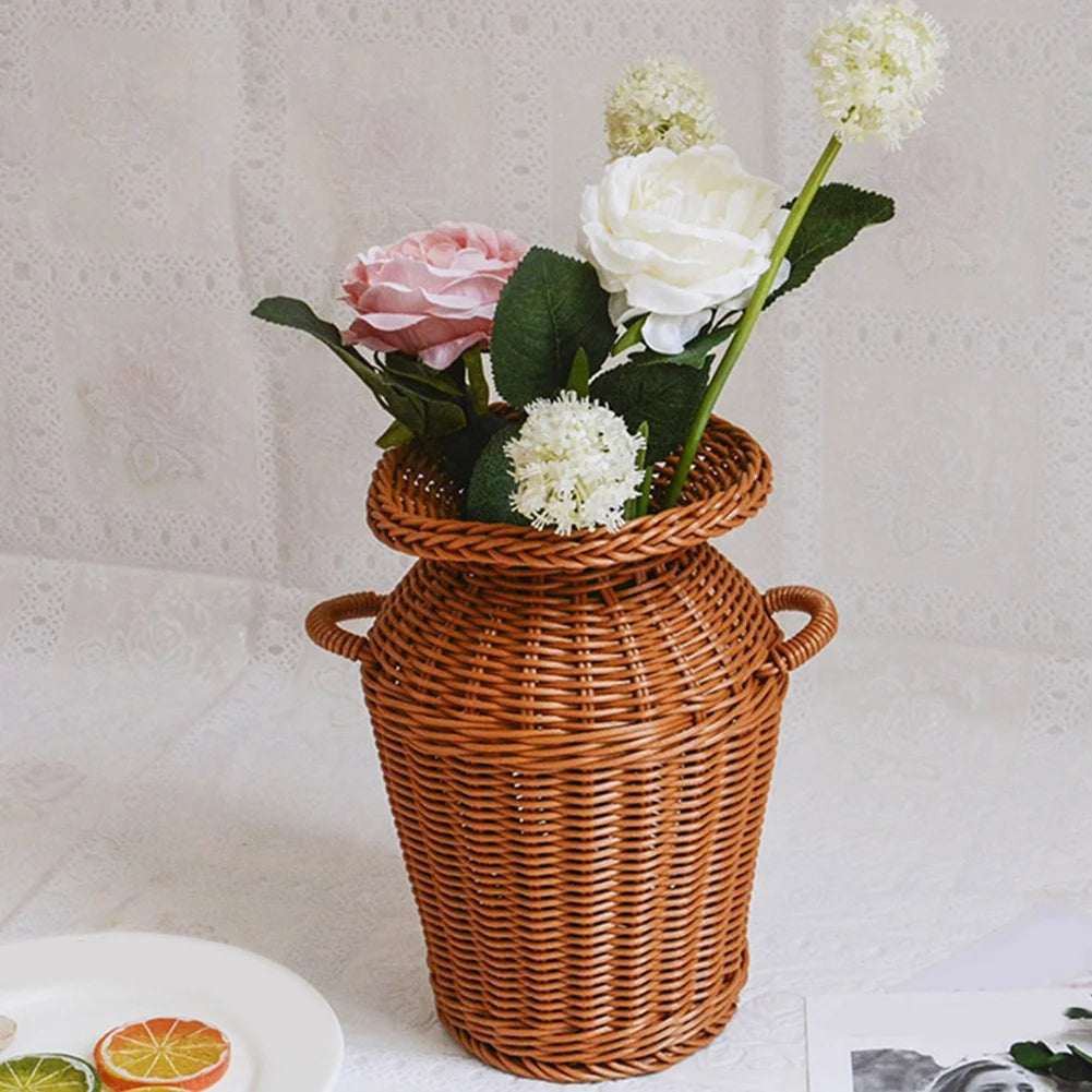 Imitation Rattan Woven Vase Tabletop Decoration Flower Pot P775934