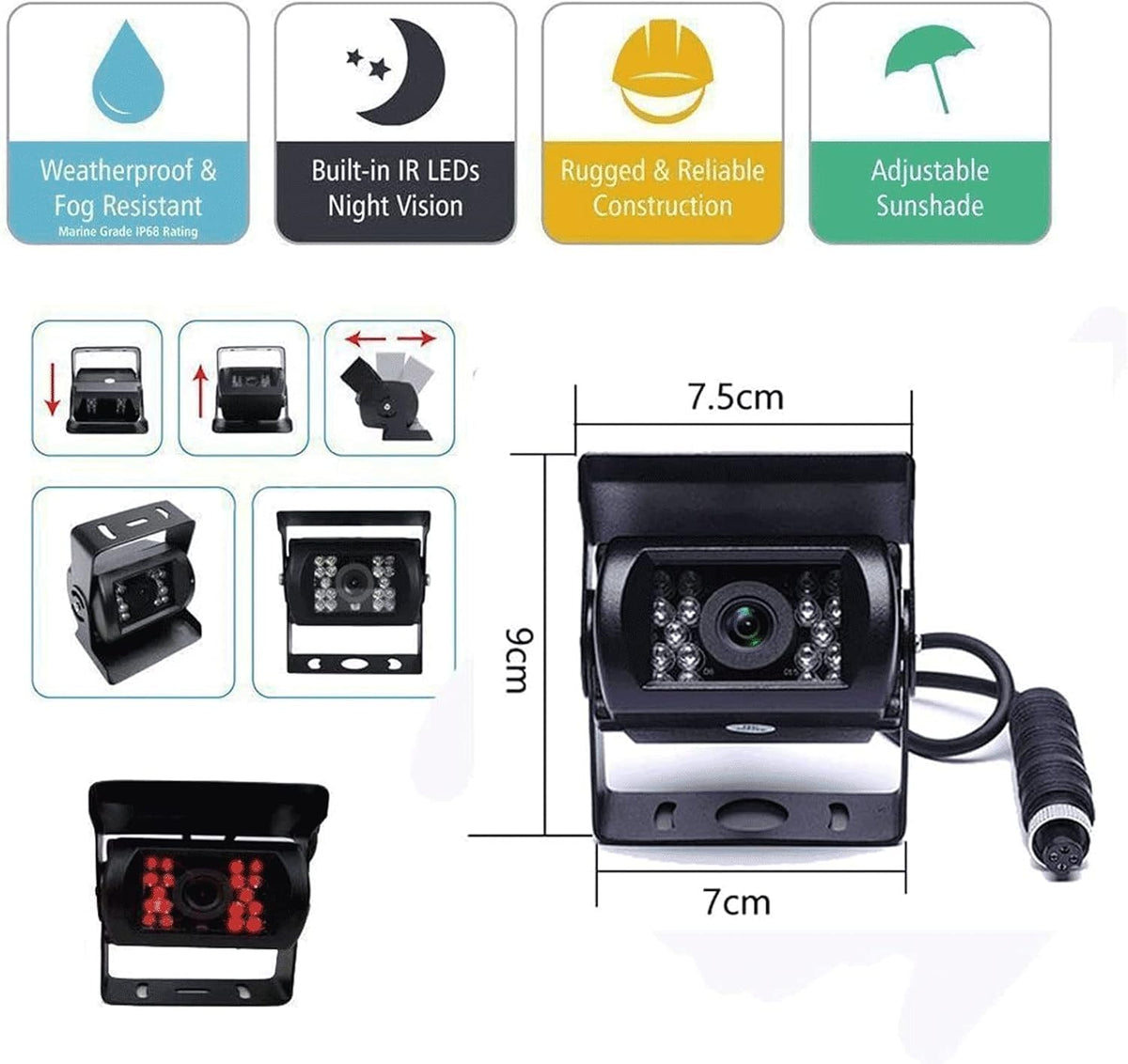 Backup Camera with Monitor Kit, Waterproof Night Vision 7 Monitor Q274