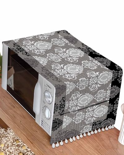Grey Black White Microwave Oven Dust Cover with Storage Pockets 12" X 35" A2132