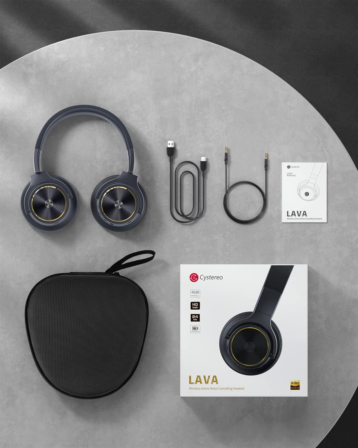 Wireless Bluetooth Headphones with 40dB Noise Reduction, 40H, aptX HD, Hi-Res Audio, Deep Bass, 5 Built-in Mics J908820