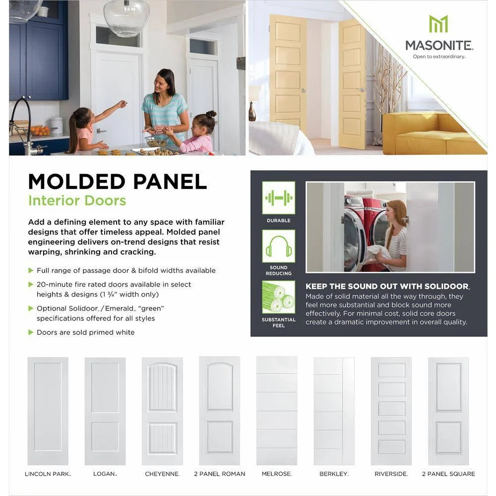 36 in. x 80 in. 5-Panel Left-Handed Hollow-Core Smooth Primed Composite Prehung Interior Door S733