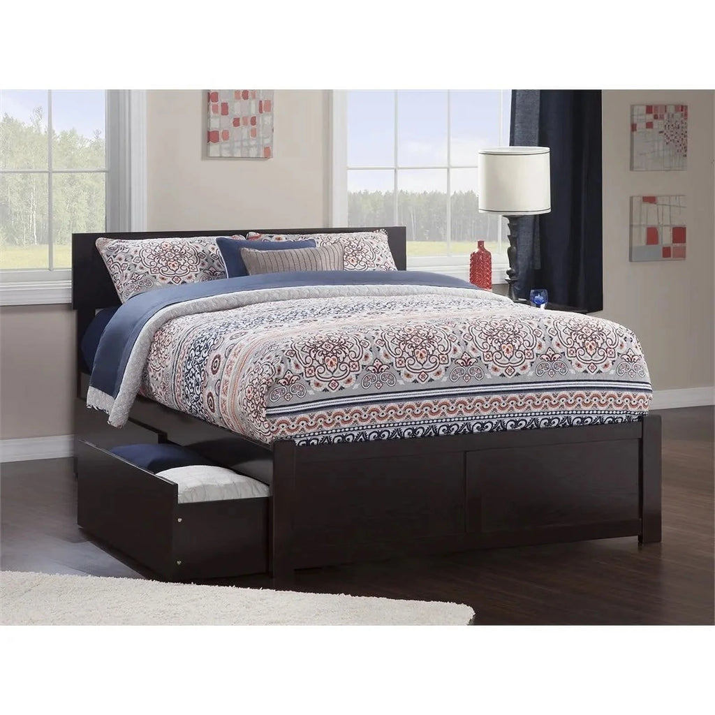 Solid Wood Queen Storage Platform Bed in Espresso E92451