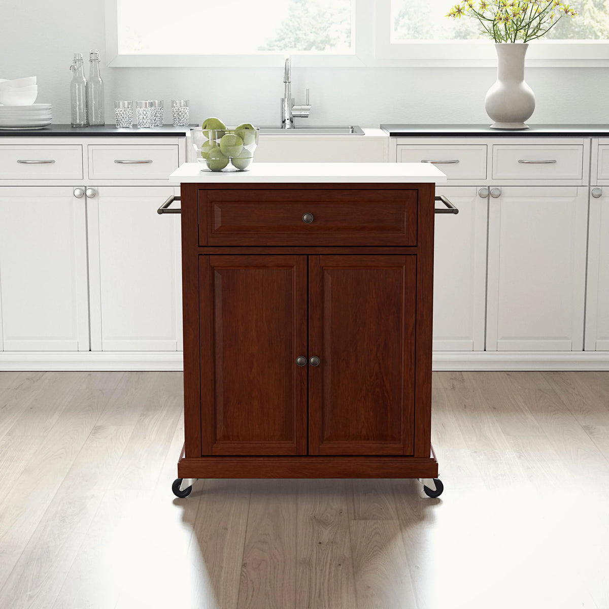 Wood Kitchen Cart with Granite Top D69706