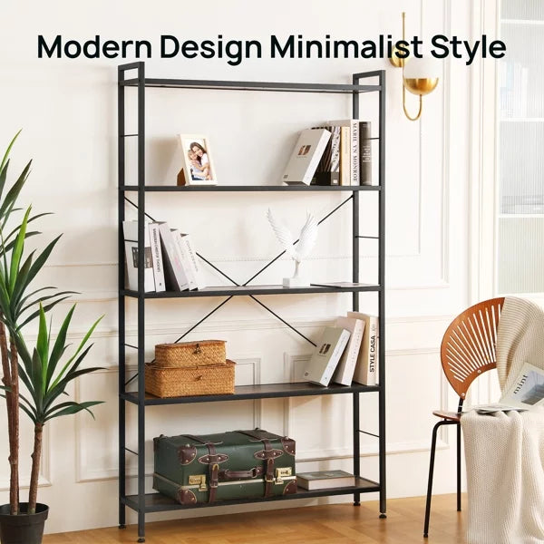 5-Shelf Freestanding Bookshelf with Steel Frame W3290