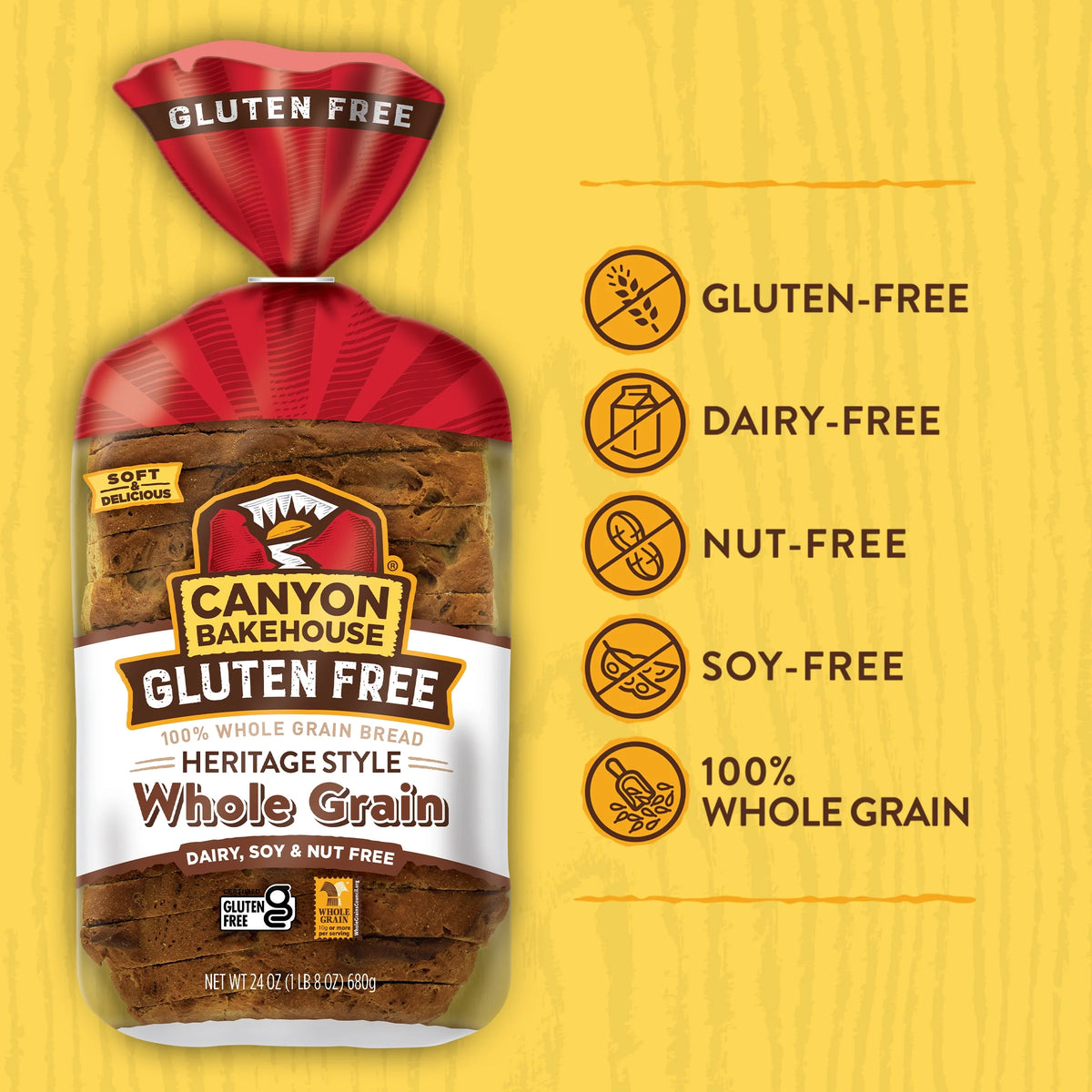 Gluten Free Whole Grain Bread, 24 oz Loaf H487
