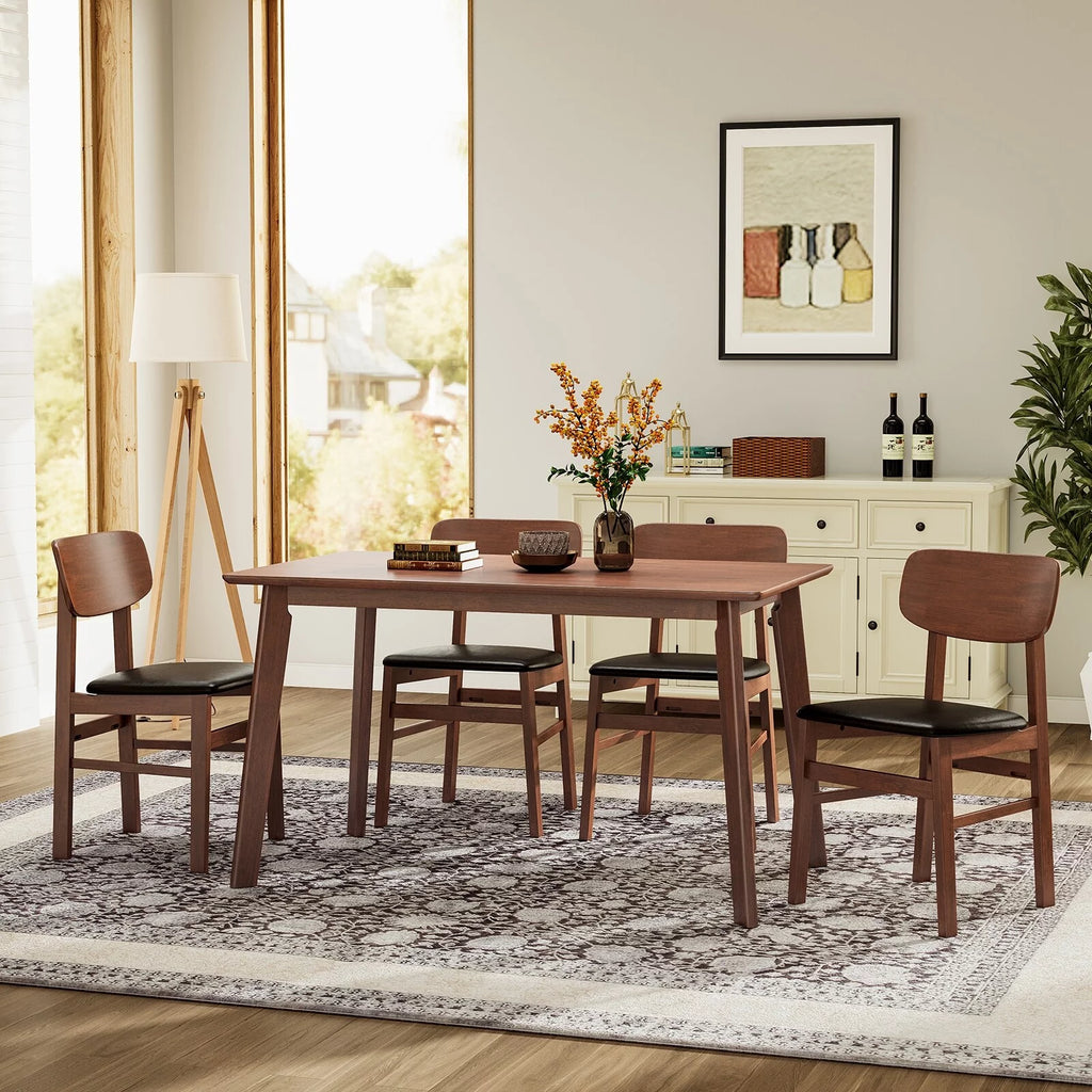 Rustic Retro Dining Table Set with 4 Upholstered Chairs C270