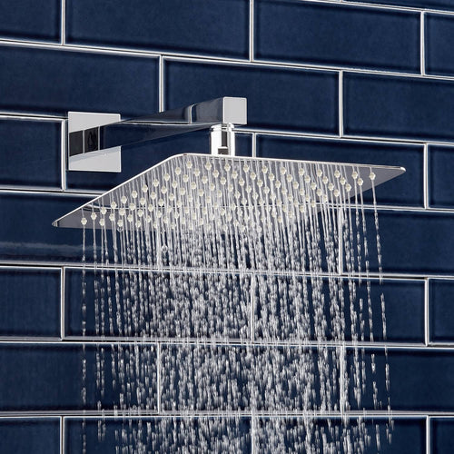 10x22 Rainfall Shower Head with Wall Mount Shower Arm 2.5 GPM Brushed Nickel O543
