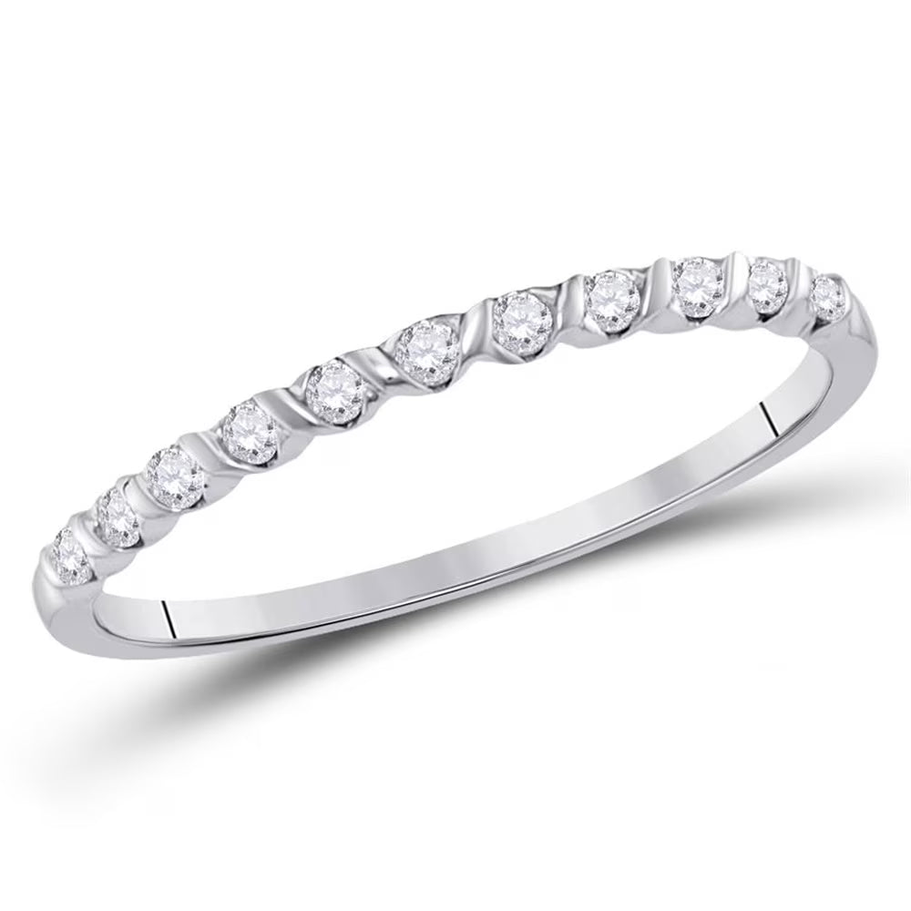 10kt White Gold Diamond Stackable Band Ring Size 8 U623