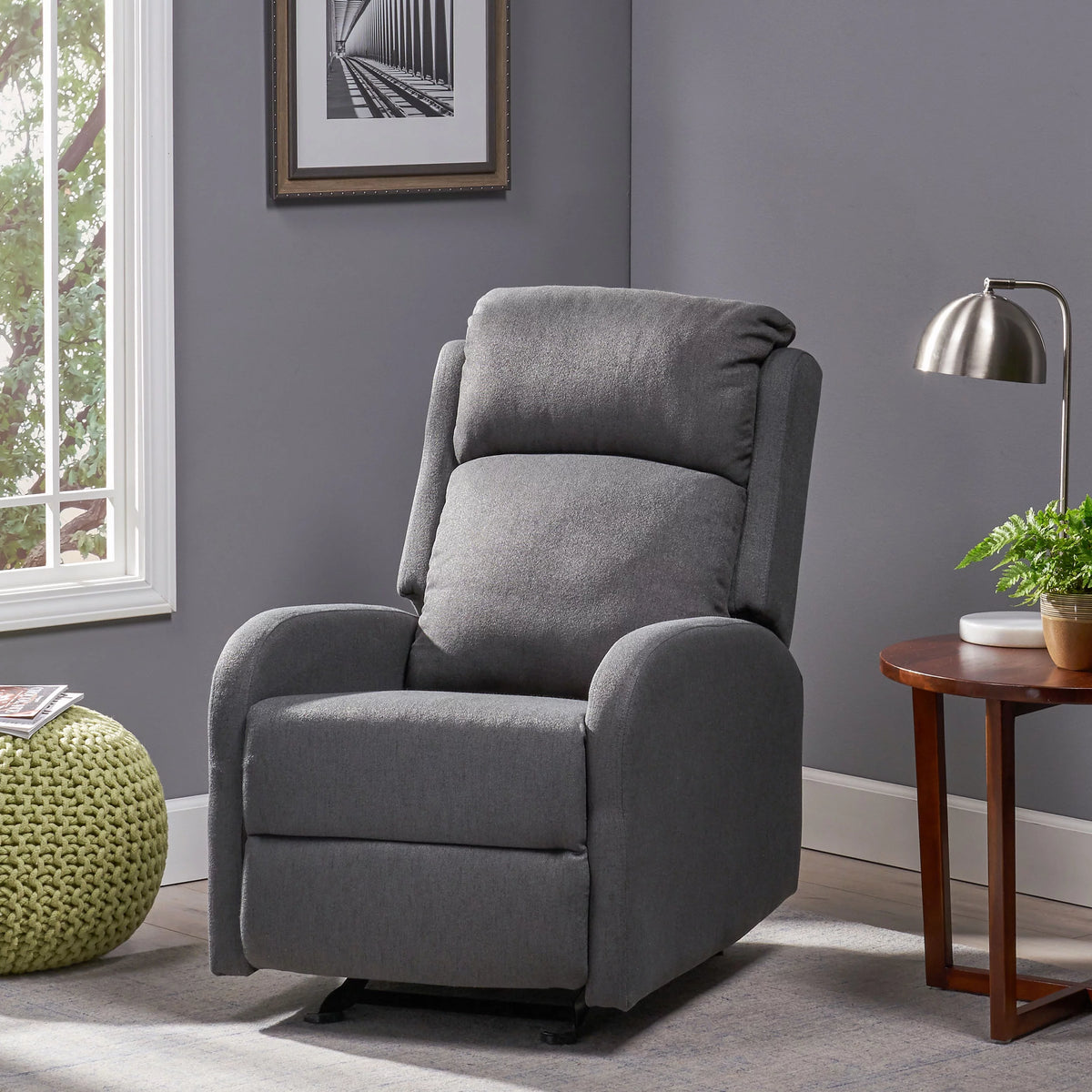 Dark Gray Fabric Rocking Recliner G1348