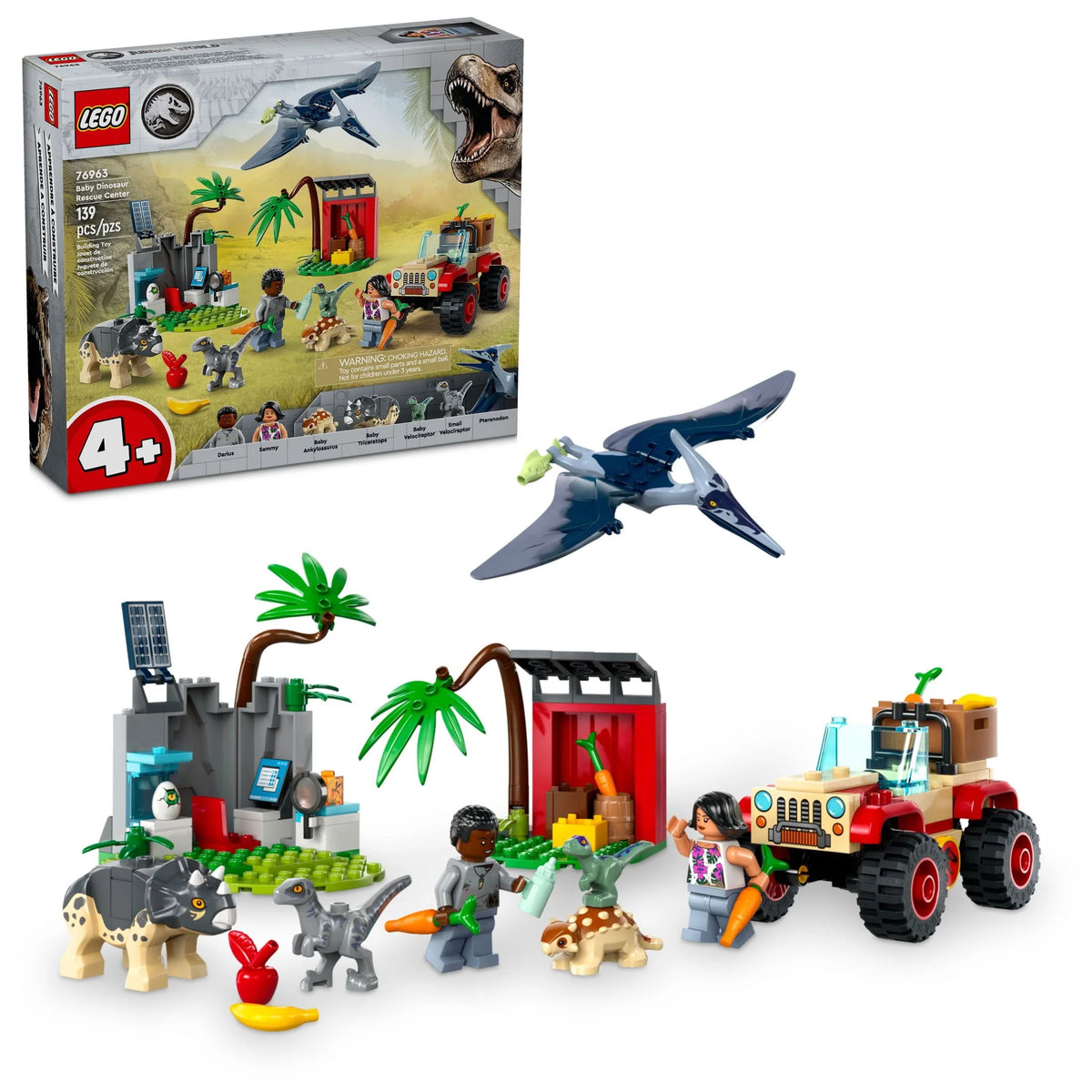 Building Set with Toy Car and 5 Dinosaur Figures F6364