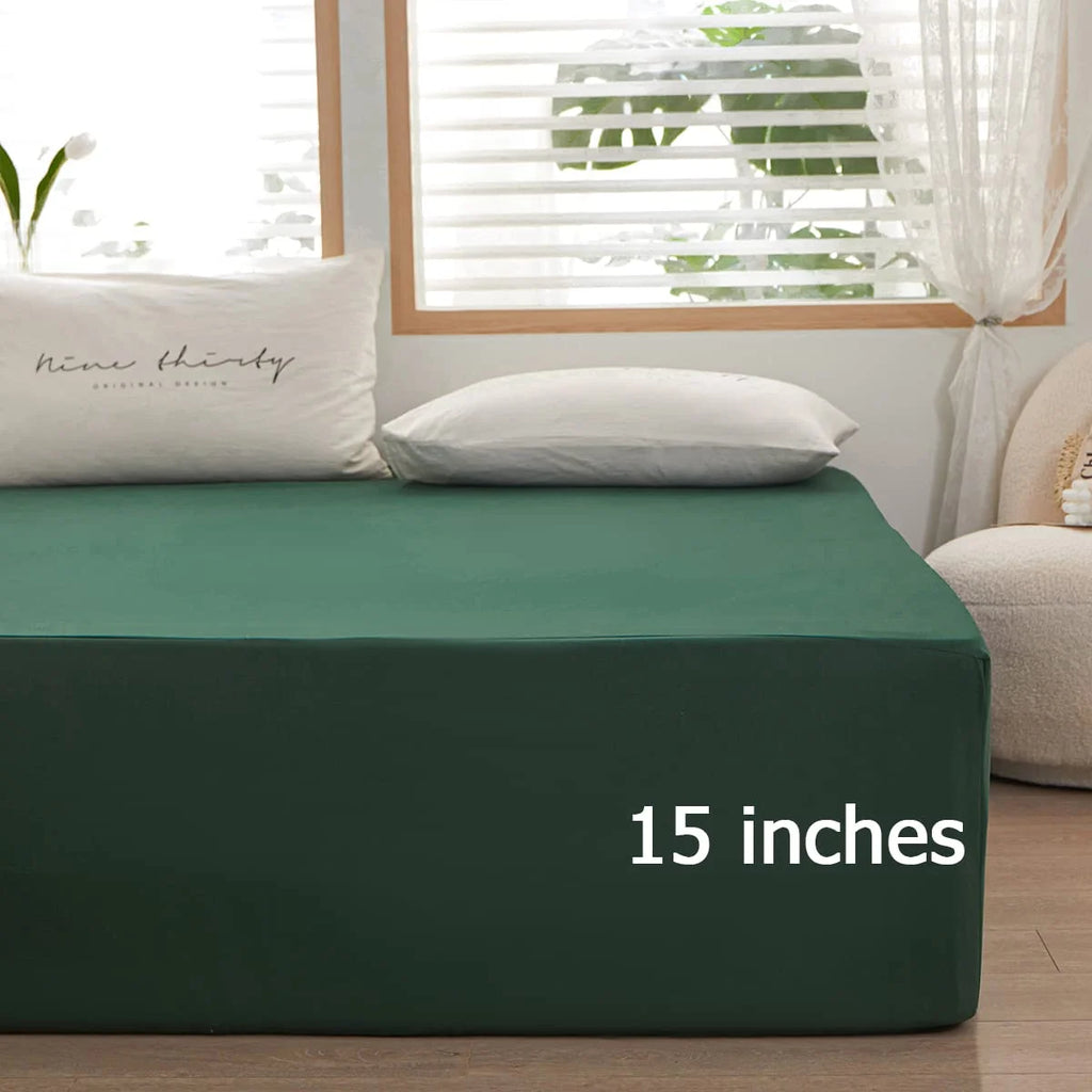 Dark Green Microfiber Queen Fitted Sheet, Deep Pocket 15 Inch N3804