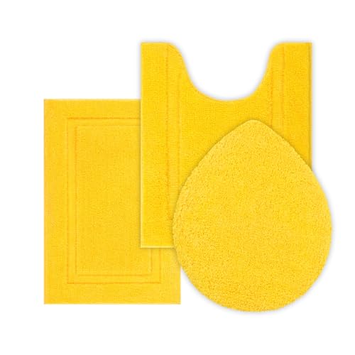 3 Piece Non Slip Absorbent Microfiber Shaggy Bathroom Rug Set A577