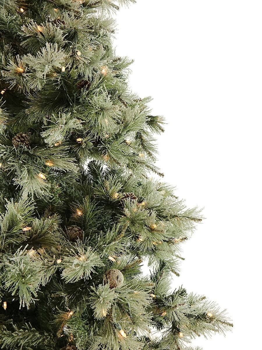 7.5-ft Glistening Pine Tree with Pine Cones and Clear LED Lights R218672