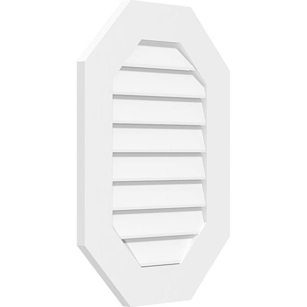 12x22W x 22x22H Vertical Elongated Octagon Surface Mount PVC Gable Vent S995