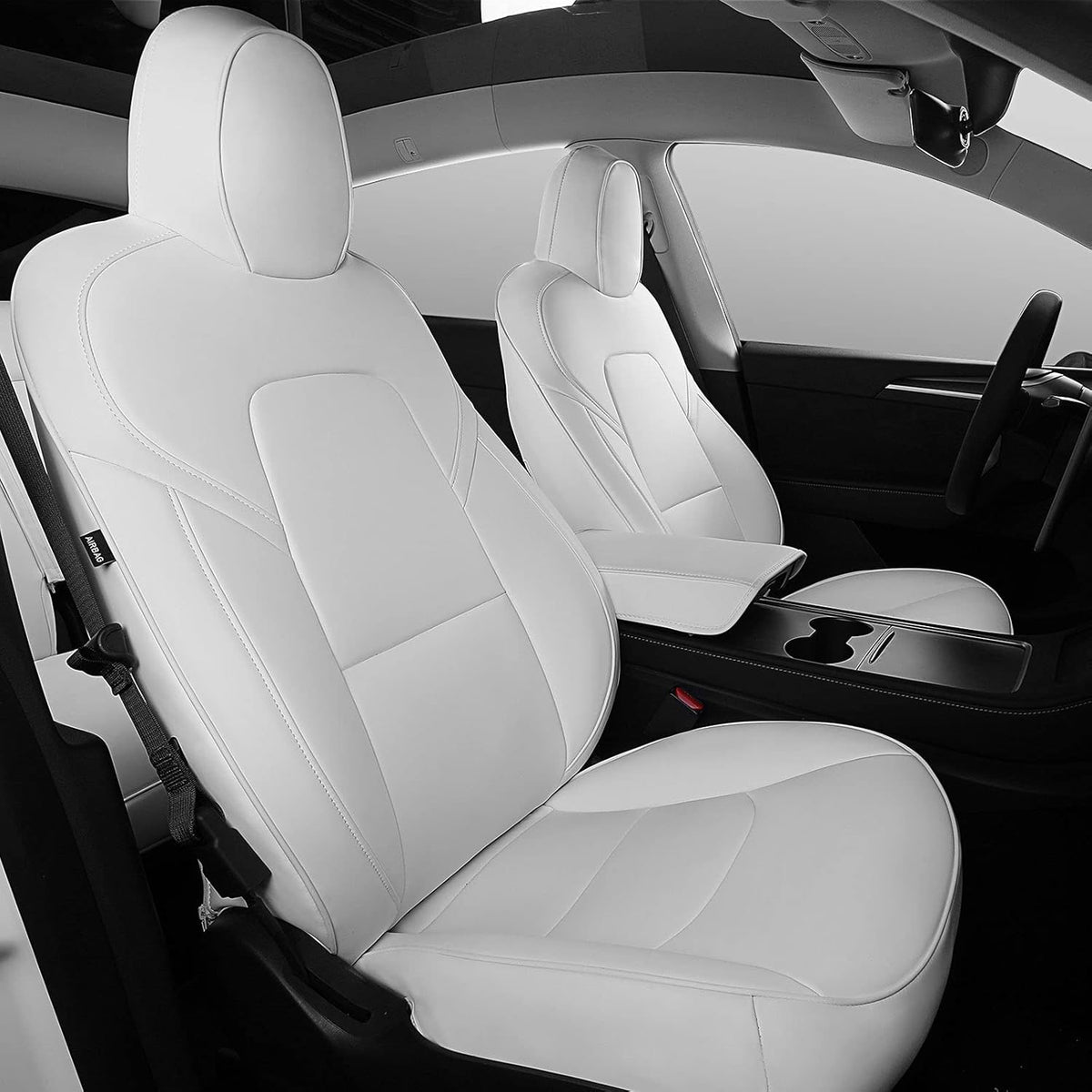 White Nappa Leather Car Seat Cover C49043
