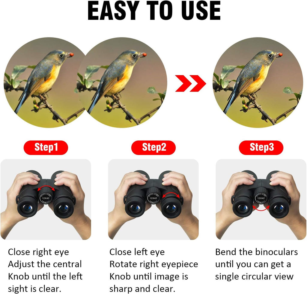 12x42 HD Professional Binoculars with Strap and Carrying Bag D87719