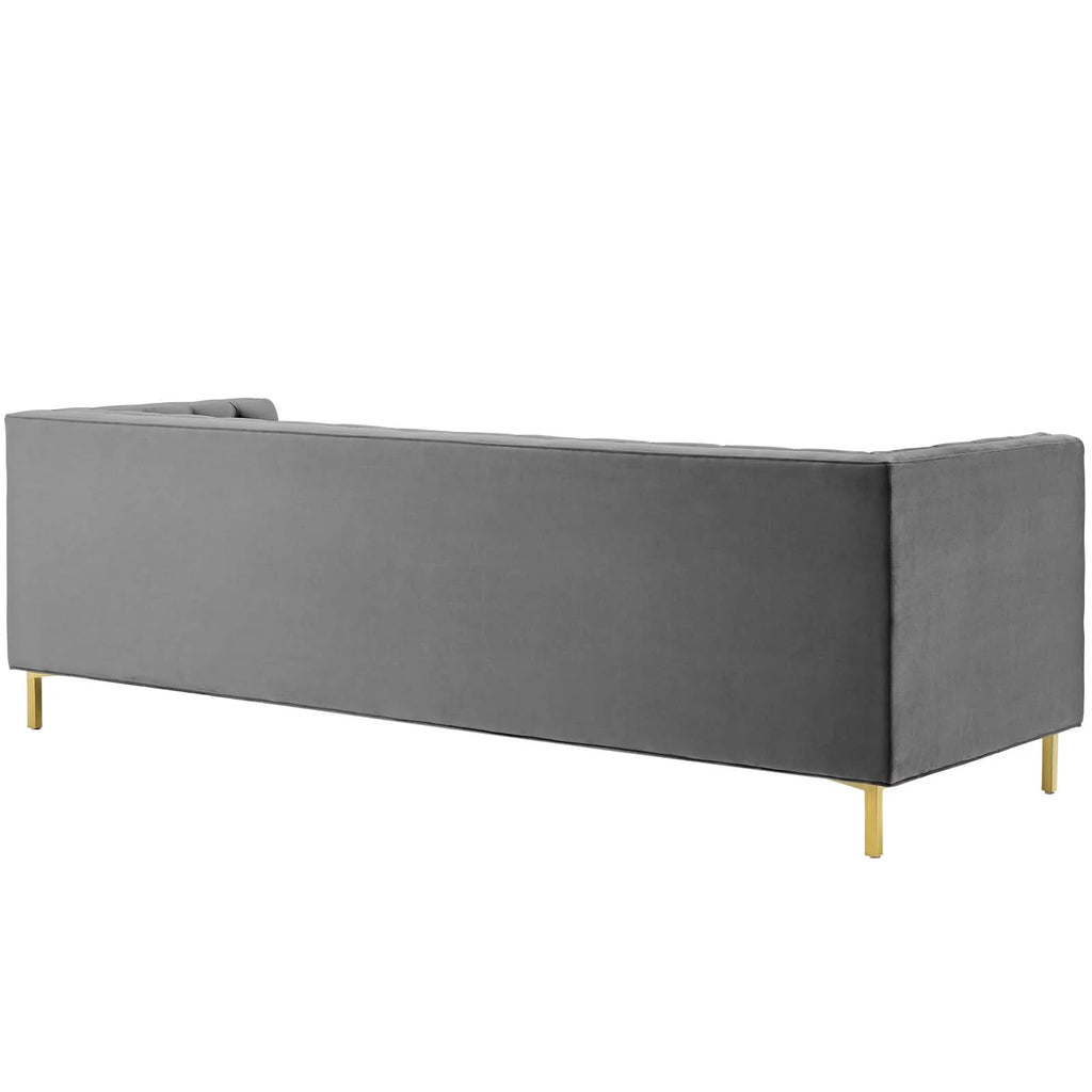 Gray Tufted Button Performance Velvet Sofa Q331933