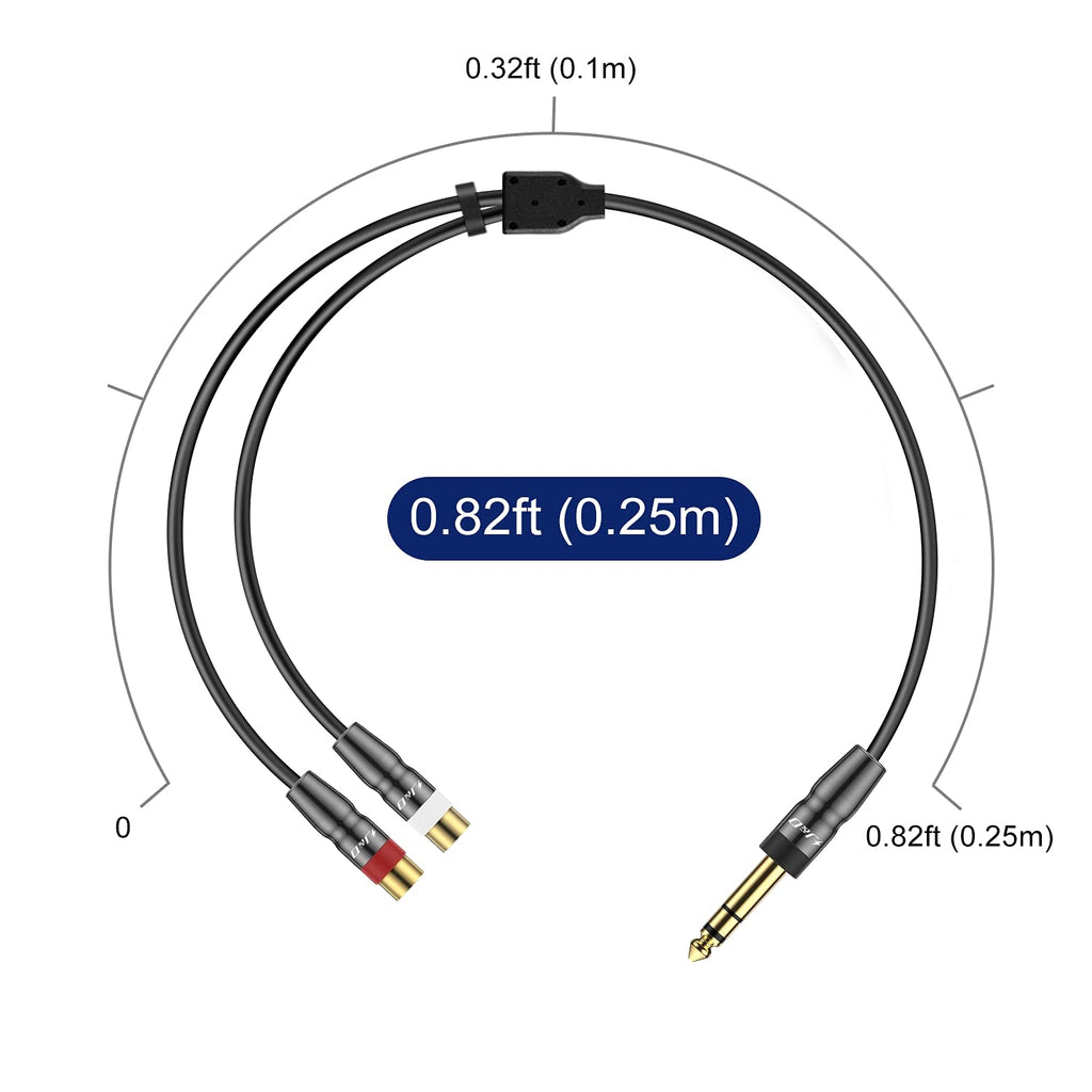 6.35mm to 2RCA Stereo Audio Adapter Cable I4886